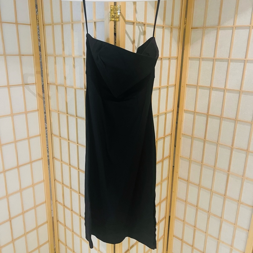 Vintage Express Elegant Black Spaghetti Strap Cocktail Dress